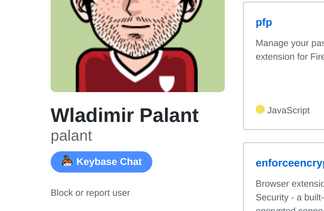 Keybase chat button on Github