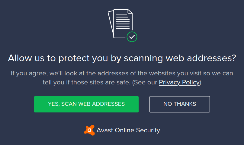 Consent screen asking permission to look at web addresses